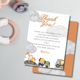 Clouds baby under construction baby shower thank you card