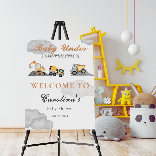 Clouds baby under construction baby shower welcome foam board (Creator Uploaded)