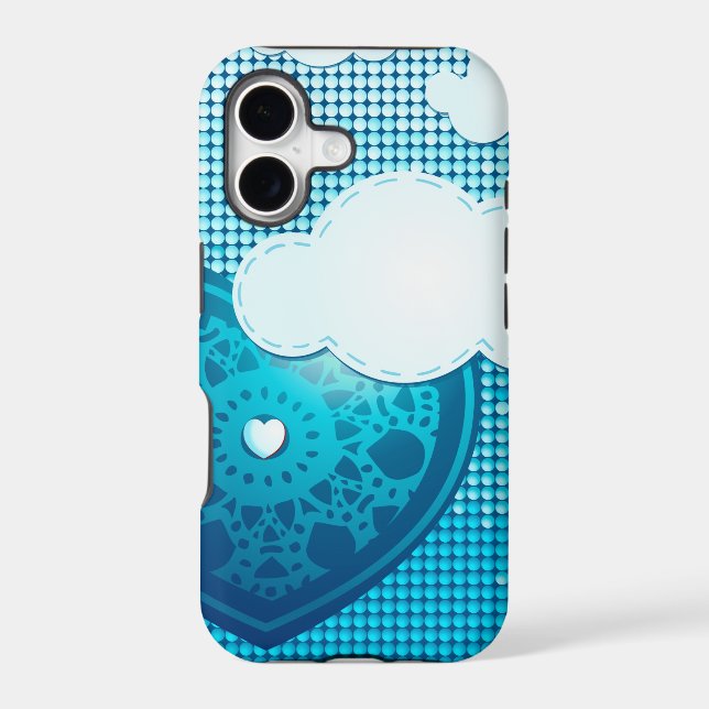 Clouds background with heart, iPhone 5 case (Back)