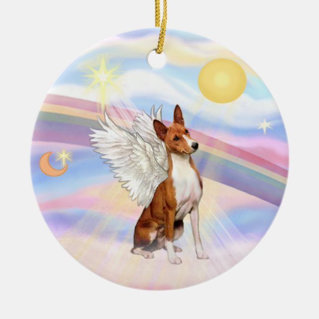 Clouds - Basenji Ceramic Ornament (Front)