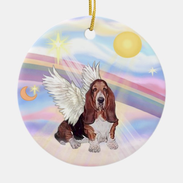 Clouds - Basset Hound Ceramic Ornament (Front)