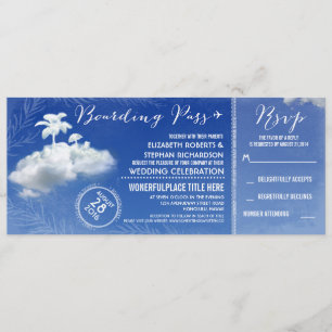 Clouds Beach Boarding Pass Wedding Tickets Invites