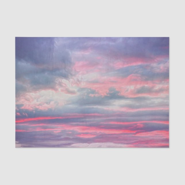 Clouds Beautiful Pink White Blue Painted Sky Tissue Paper (Front)