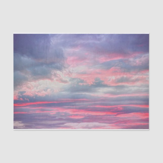Clouds Beautiful Pink White Blue Painted Sky Tissue Paper (Front)