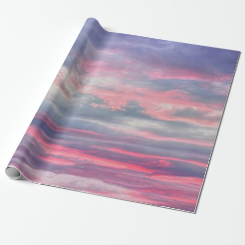 Clouds Beautiful Pink White Blue Painted Sky Wrapping Paper
