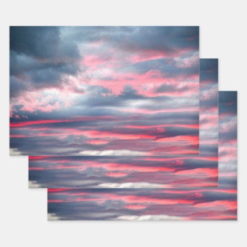 Clouds Beautiful Pink White Blue Sky Wrapping Paper Sheets