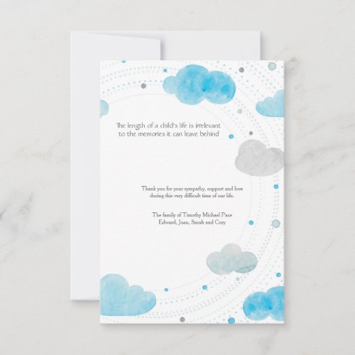 Clouds Bereavement Thank You Card