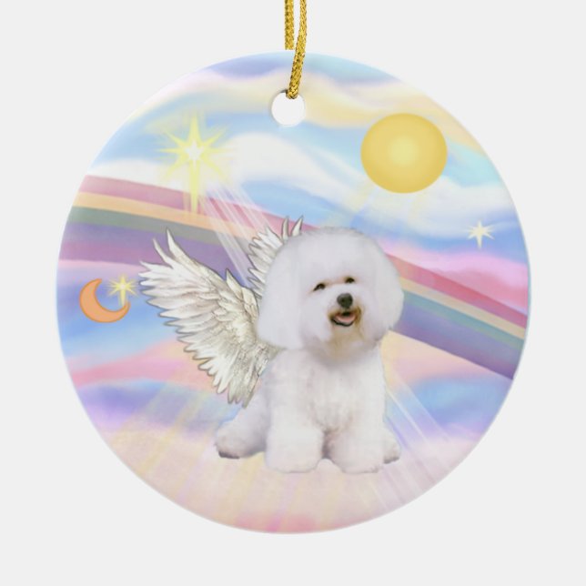 Clouds - Bichon Frise Angel Ceramic Ornament (Front)