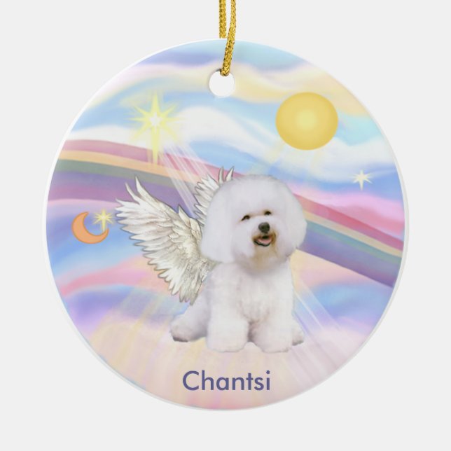 Clouds - Bichon Frise Angel Chantsi Ceramic Ornament (Front)