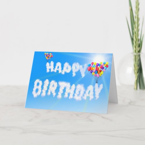 Clouds Birthday hot air balloon cute rainbow photo Card