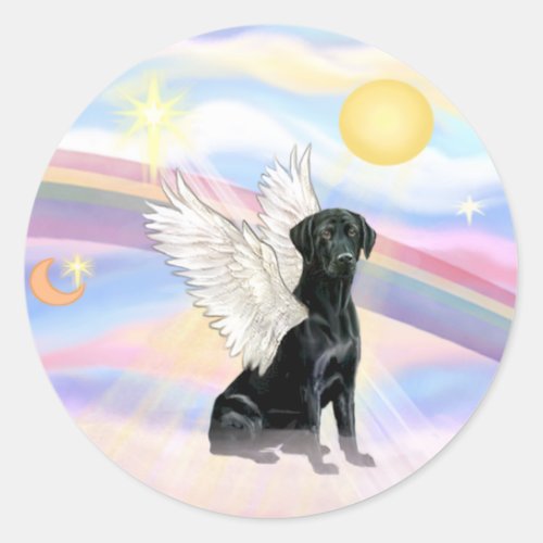 Clouds _ Black Labrador Retriever Angel Classic Round Sticker