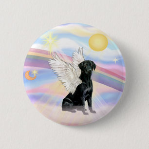 Clouds - Black Labrador Retriever Angel Pinback Button