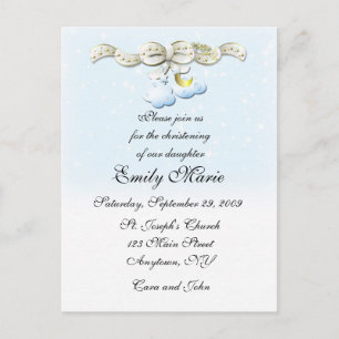 Clouds Blue Christening Invitation