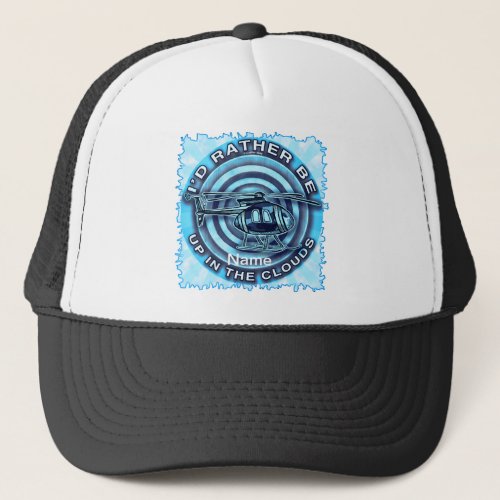 Clouds Blue Helicopter custom name hat