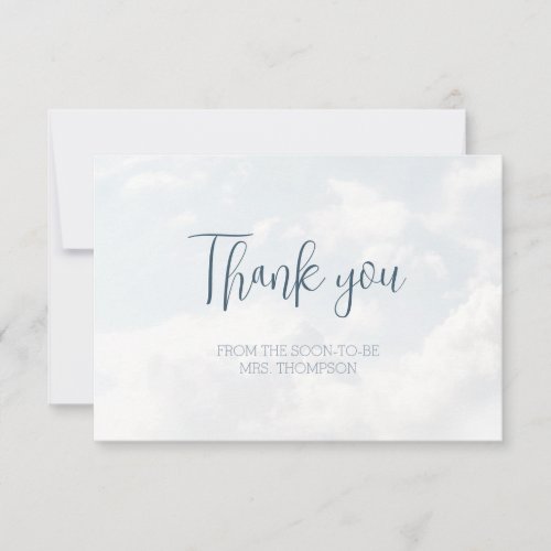 Clouds Blue Modern Elegant Bridal Shower Thank You