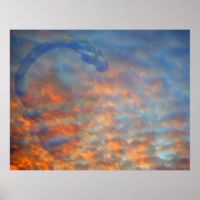 Clouds Blue Orange Mackeral Serpent Poster (Front)