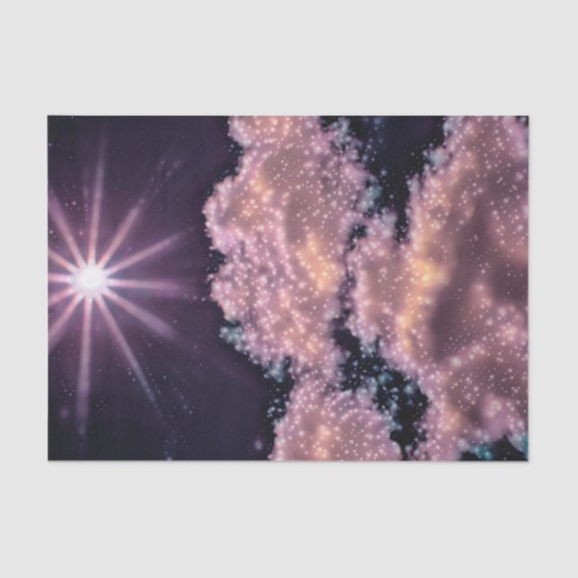 Clouds Blue Purple Sky Sunset Galaxy Stars Tissue Paper (Front)