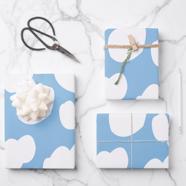 Clouds Blue Sky Clouds Wrapping Paper Sheets (Front)