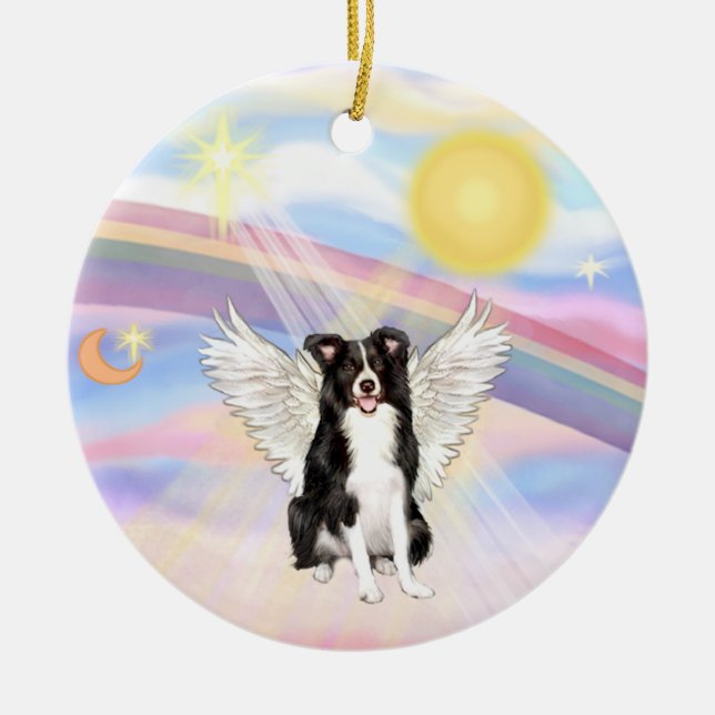 Clouds - Border Collie Ceramic Ornament (Front)