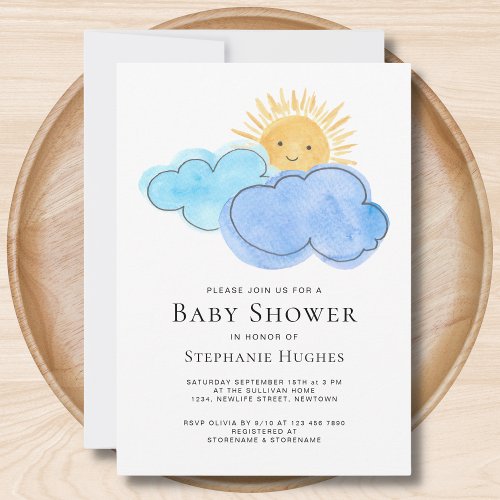 Clouds Boys Baby Shower  Invitation