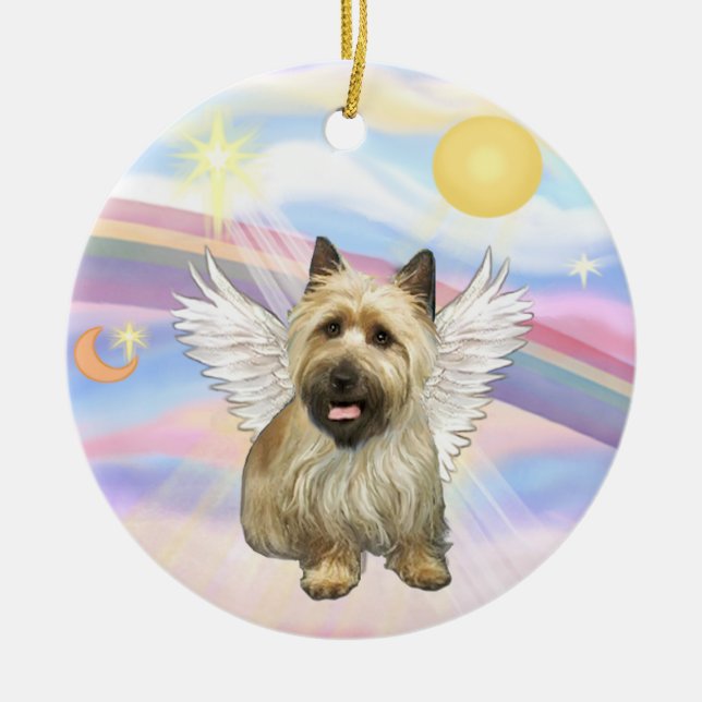 Clouds - Cairn Terrier (black mask) Ceramic Ornament (Front)