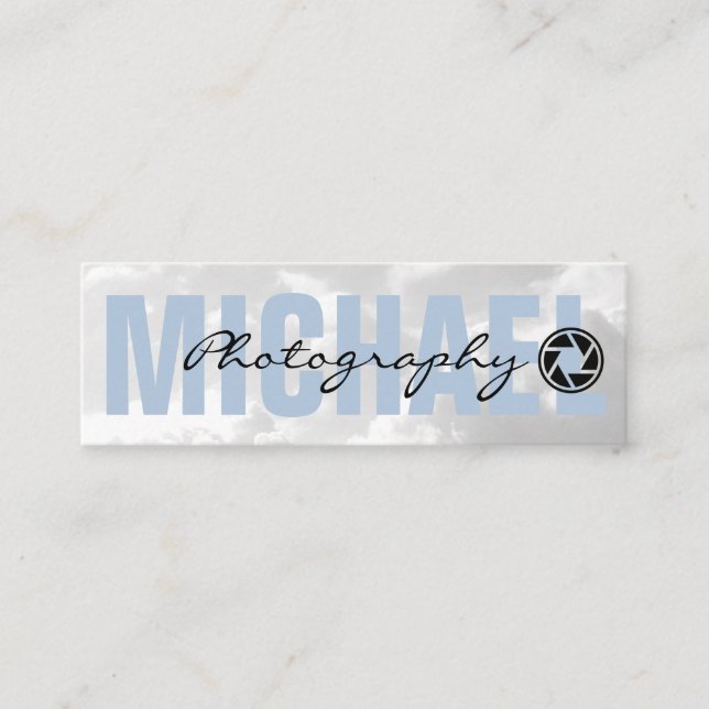 Clouds | Camera Lens Icon Mini Business Card (Front)