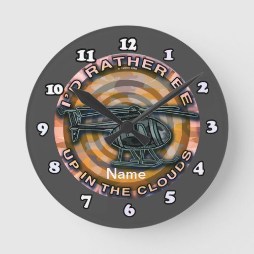 Clouds Camo Helicopter Clock