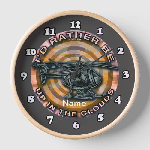 Clouds Camo Helicopter Clock