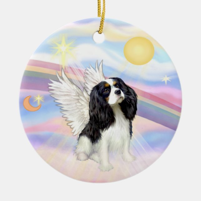 Clouds - Cavalier King Charles (tri) Ceramic Ornament (Front)