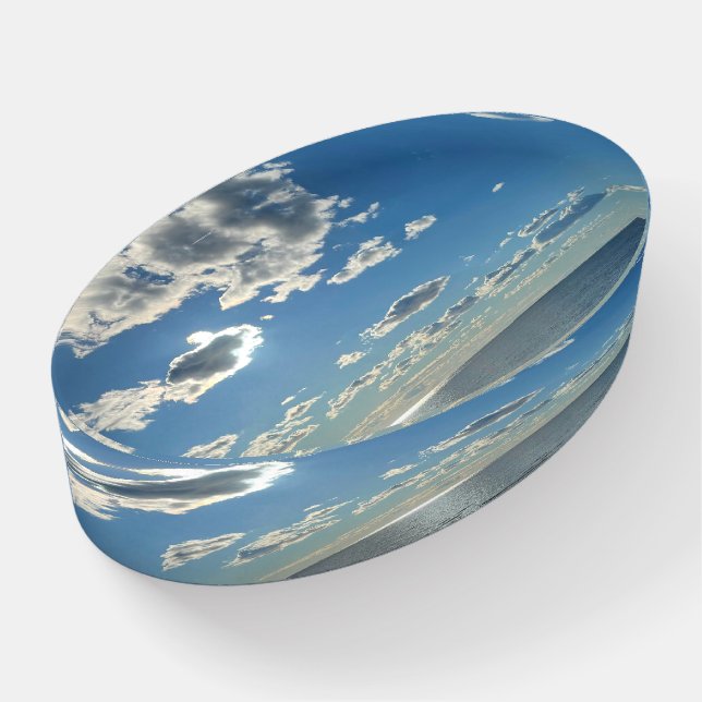 Clouds Cloudy Blue Sky Empty Beach  Paperweight (Angled)