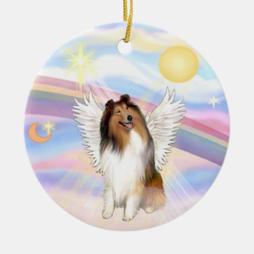 Clouds _ Collie Sable_White Ceramic Ornament