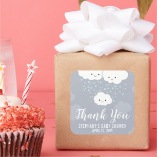 Clouds Couples Baby Shower Boy Thank You Square Sticker