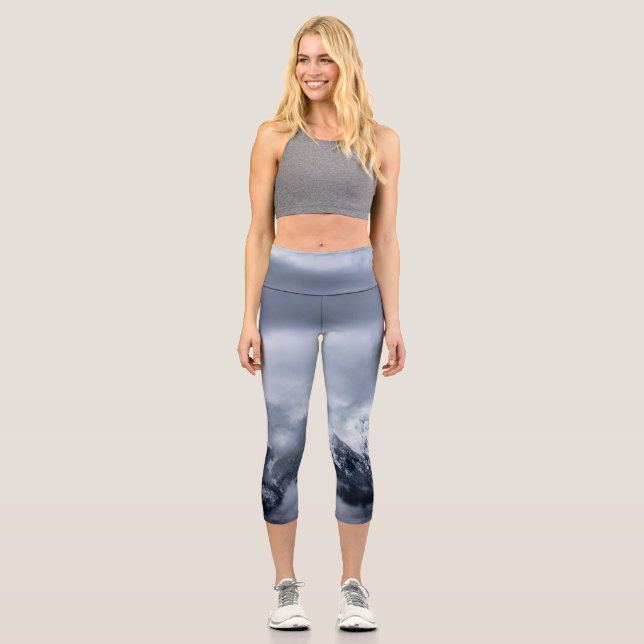 Clouds covering mountain Storžič, Slovenia Capri Leggings (Front)