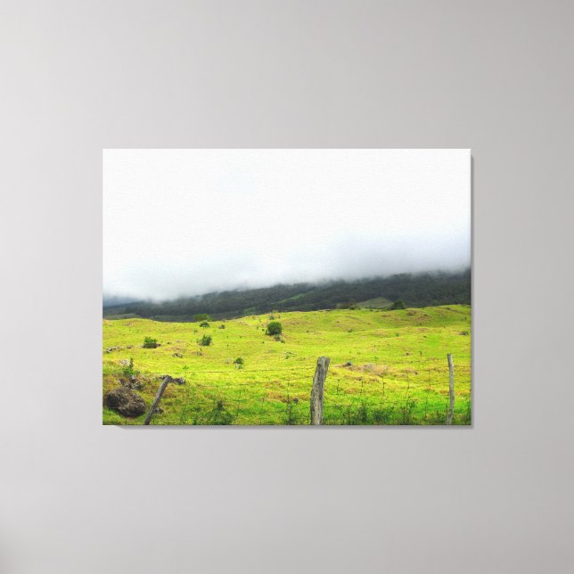 Clouds descending on pastureland Upcountry Canvas  (Front)