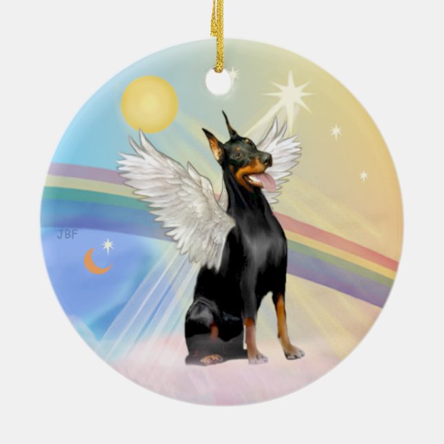 Clouds - Doberman Pinscher (dbl sided) Ceramic Ornament (Back)