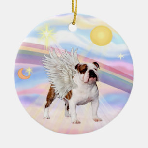 Clouds - English Bulldog (brown-white) Ceramic Ornament