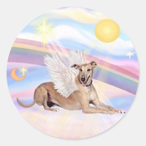 Clouds - Fawn Greyhound Angel (lying down) Classic Round Sticker | Zazzle