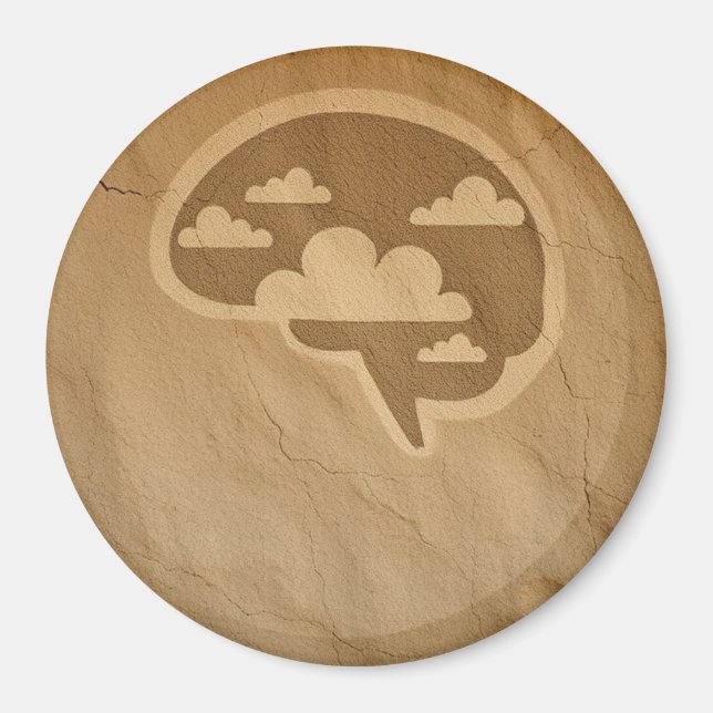 Clouds-Filled Neat Stylized Brain on Cave Wall Magnet (Front)