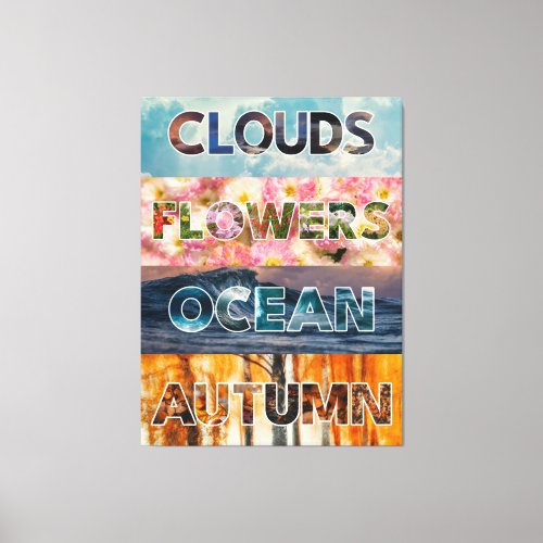 Clouds Flowers Ocean Autumn – Nature Word Art Canvas Print