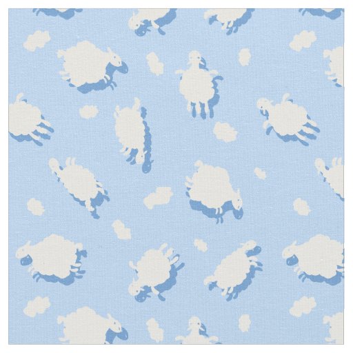 Clouds & Fluffy (Blue) Lambs Custom Fabric