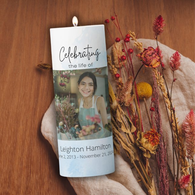 Clouds Funeral Celebration of Life Pillar Candle (Creator Uploaded)