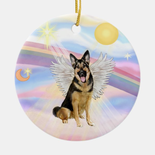 Clouds - German Shepherd (#6) Ceramic Ornament (Front)