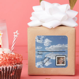 Clouds Gift Labels with Customized Name and Photo