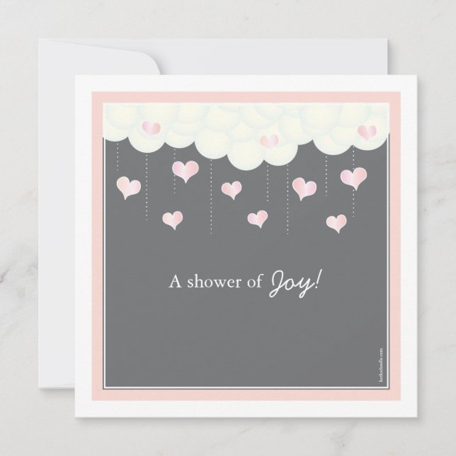 Clouds & Hearts Baby Shower for Girl Invitation (Front)