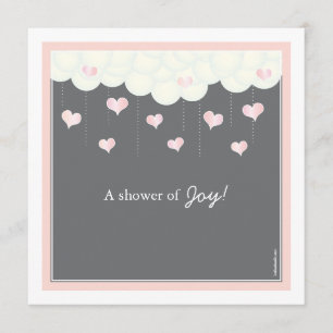 Clouds & Hearts Baby Shower for Girl Invitation