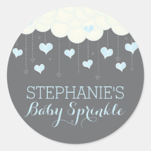 Clouds & Hearts Baby Sprinkle Boy Favor Sticker