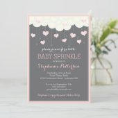 Clouds & Hearts Baby Sprinkle in Pink Invitation (Standing Front)