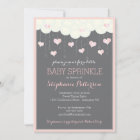 Clouds & Hearts Baby Sprinkle in Pink Invitation