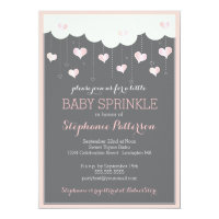 Clouds & Hearts Baby Sprinkle in Pink Invitation