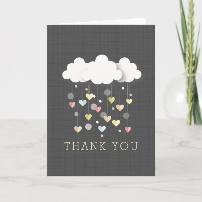 Clouds + Hearts Neutral Baby Shower Thank You (Front)